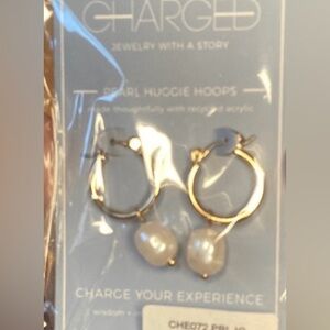 Charged pearl Huggie hoops